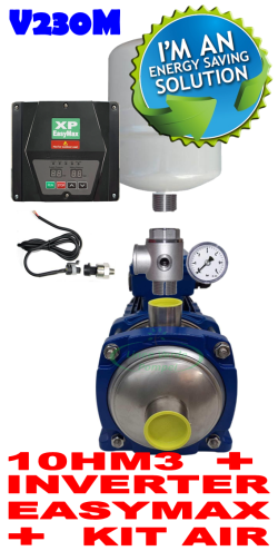 Kit autoclave silenzioso per casa fino a 3 piani (max 12 appartamenti) completo di elettropompa Lowara 10HM3 - raccordi - Kit Air - Kit aspirazione e Inverter murale EASYMAX MT